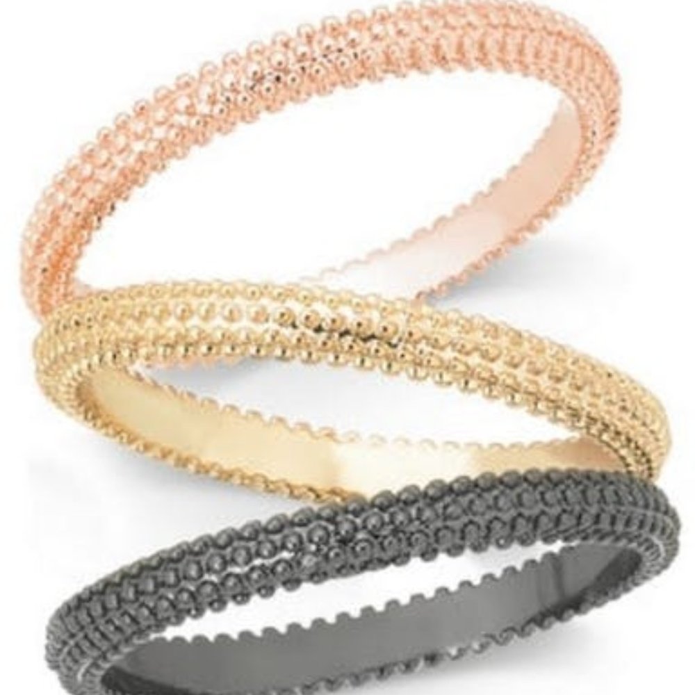 International Concepts Tri-Tone 3-Pc Set Textured Stackable Rings 14$